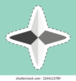 Sticker line cut Four Point Stars. related to Stars symbol. simple design editable. simple illustration. simple vector icons