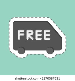 Sticker line cut Free Shipping. related to Contactless symbol. simple design editable. simple illustration