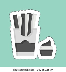 Sticker line cut French Fries. related to Fast Food symbol. simple design editable. simple illustration