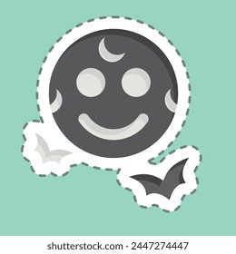 Línea de pegatina cortada Luna llena. relacionado con el símbolo de Halloween. ilustración de diseño simple