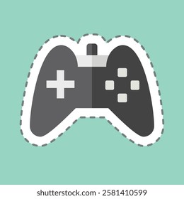 Sticker line cut Gamepad. related to Hobbies symbol. design editable