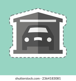 Sticker line cut Garage. related to Car ,Automotive symbol. simple design editable. simple illustration
