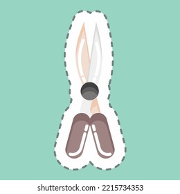 Sticker line cut Garden Scissors. suitable for Garden symbol. simple design editable. design template vector. simple illustration
