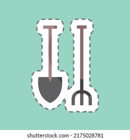 Sticker line cut Gardening Tools. suitable for garden symbol. simple design editable. design template vector. simple symbol illustration