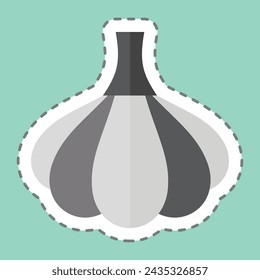 Sticker line cut Garlic. related to Spice symbol. simple design editable. simple illustration