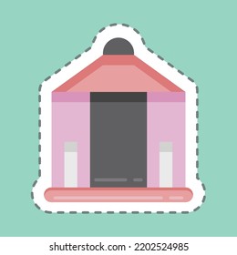 Sticker line cut Gazebo. suitable for City Park symbol. simple design editable. design template vector. simple illustration