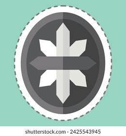 Aufkleber Linie Schnitt Edelstein. in Bezug auf Schmucksymbol. einfaches Design bearbeitbar. einfache Abbildung