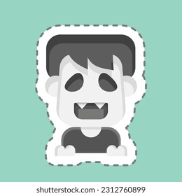 Sticker line cut Ghost. related to Halloween symbol. simple design editable. simple illustration