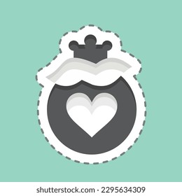 Sticker line cut Gift 2. related to Decoration symbol. simple design editable. simple illustration