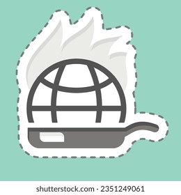 Sticker line cut Global Warming. related to Climate Change symbol. simple design editable. simple illustration