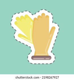 Guantes de corte de línea adhesiva. símbolo adecuado para niños. diseño simple editable. vector de plantilla de diseño. ilustración simple