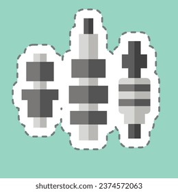 Sticker line cut Glow Plug. related to Car Maintenance symbol. simple design editable. simple illustration