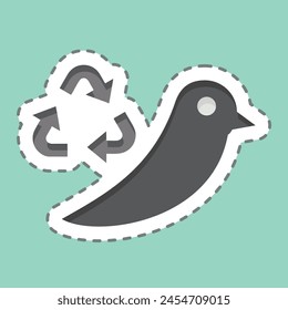 Sticker line cut Go Green. related to Recycling symbol. simple design illustration