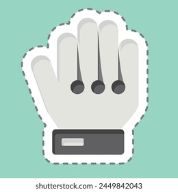 Sticker line cut Goal Keeper Gloves. related to Football symbol. simple design illustration