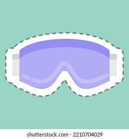 Sticker line cut Goggle Glass Pocket. suitable for sportswear symbol. simple design editable. design template vector. simple illustration
