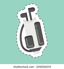 Bolsa de golf de corte de línea de adhesivo. relacionado con el símbolo Sports Equipment. diseño simple editable. ilustración simple