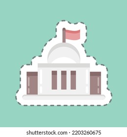 Aufkleber Linie schneiden Regierung. geeignet für Bildungs-Symbol. einfaches Design bearbeitbar. Designvorlage, Vektor. einfache Abbildung