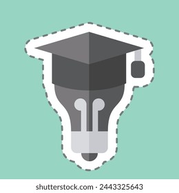 Sticker line cut Graduation Idea. related to Learning symbol. simple design illustration