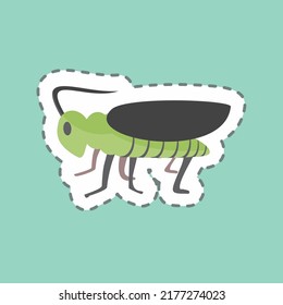 Sticker line cut Grasshopper. suitable for Animal symbol. simple design editable. design template vector. simple symbol illustration