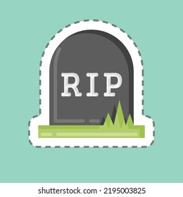 Cortar la línea de pegatinas Tumba. adecuado para el símbolo de Halloween. diseño simple editable. vector de plantilla de diseño. ilustración simple