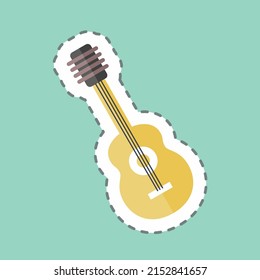 Sticker line cut Guitar. suitable for music symbol. color mate style. simple design editable. design template vector. simple symbol illustration