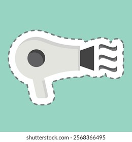 Sticker line cut Hair Dryer. related to Air symbol. simple design editable