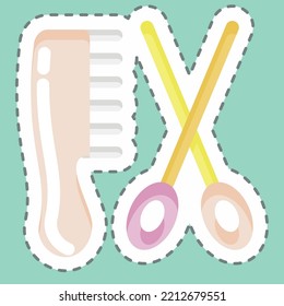 Sticker line cut Hair Salon. suitable for Barbershop symbol. simple design editable. design template vector. simple illustration