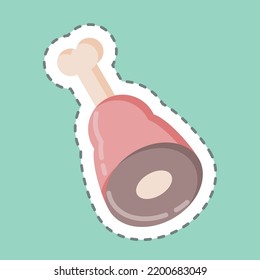 Sticker line cut Ham. suitable for education symbol. simple design editable. design template vector. simple illustration