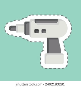 Sticker line cut Hand Drill. related to Construction symbol. simple design editable. simple illustration
