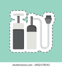 Sticker line cut Hand Pump. related to Backpacker symbol. simple design editable. simple illustration