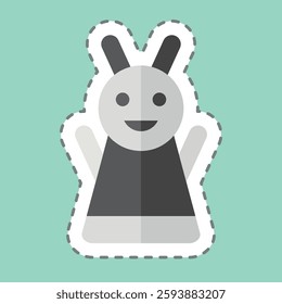 Sticker line cut Hand Puppet. related to Kindergarten symbol. design editable