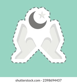 Sticker line cut Hands. related to Ramadan symbol. simple design editable. simple illustration