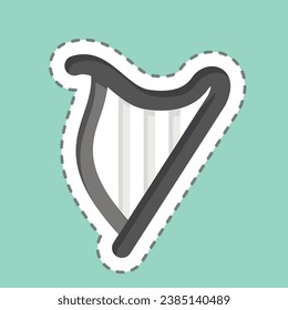 Sticker line cut Harp. related to Celtic symbol. simple design editable. simple illustration