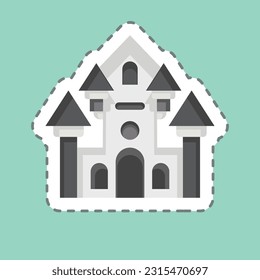 Sticker line cut Haunted House. related to Amusement Park symbol. simple design editable. simple illustration