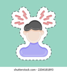 La línea adhesiva cortó los dolores de cabeza. adecuado para el símbolo de la gripe. diseño simple editable. vector de plantilla de diseño. ilustración simple