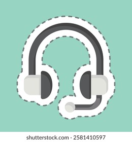 Sticker line cut Headphones. related to Hobbies symbol. design editable