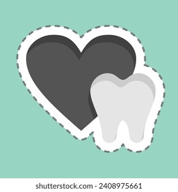 Sticker line cut Healthy Teeth. related to Dental symbol. simple design editable. simple illustration