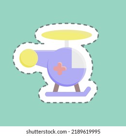 Sticker line cut Helicopter. suitable for education symbol. simple design editable. design template vector. simple illustration