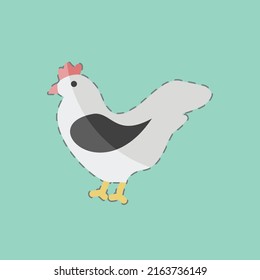La línea de pegatinas cortó a Hen. adecuado para el símbolo Garden. diseño simple editable. vector de plantilla de diseño. ilustración de símbolo simple