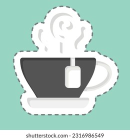Sticker line cut Herbal Tea. related to Tea symbol. simple design editable. simple illustration. green tea