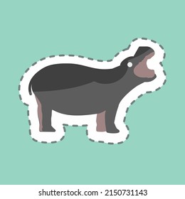 Sticker line cut Hippo. suitable for animal symbol. simple design editable. design template vector. simple symbol illustration