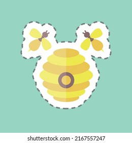 Sticker line cut Hive. suitable for Garden symbol. simple design editable. design template vector. simple symbol illustration