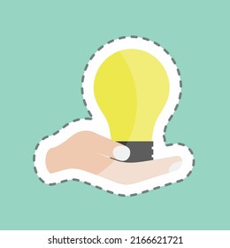 Sticker line cut Holding Bulb. suitable for Hand Actions symbol. simple design editable. design template vector. simple symbol illustration