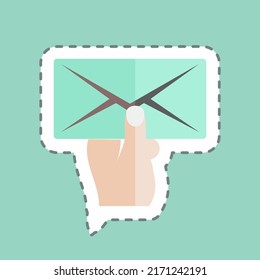 Sticker line cut Holding Envelop. suitable for Hand Actions symbol. simple design editable. design template vector. simple symbol illustration