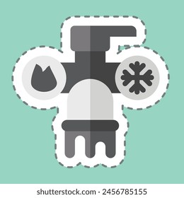 Sticker line cut Hot and Cold Water. related to Hotel Service symbol. simple design illustration