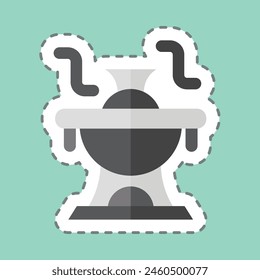 Sticker line cut Hot Pot. related to Seafood symbol. simple design illustration