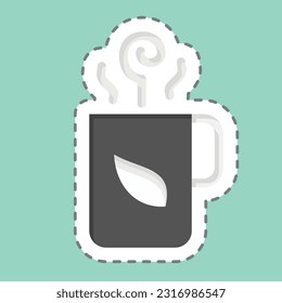 Sticker line cut Hot Tea. related to Tea symbol. simple design editable. simple illustration. green tea