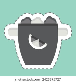 Sticker line cut Ice Bucket. related to Cocktails,Drink symbol. simple design editable. simple illustration