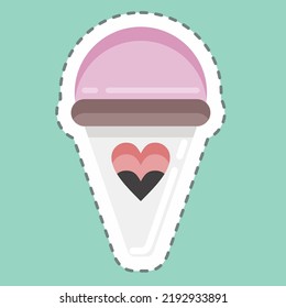 Sticker line cut Ice Cream. suitable for education symbol. simple design editable. design template vector. simple illustration