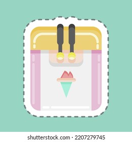 Sticker line cut Ice Cream Machine. suitable for Kitchen Appliances symbol. simple design editable. design template vector. simple illustration